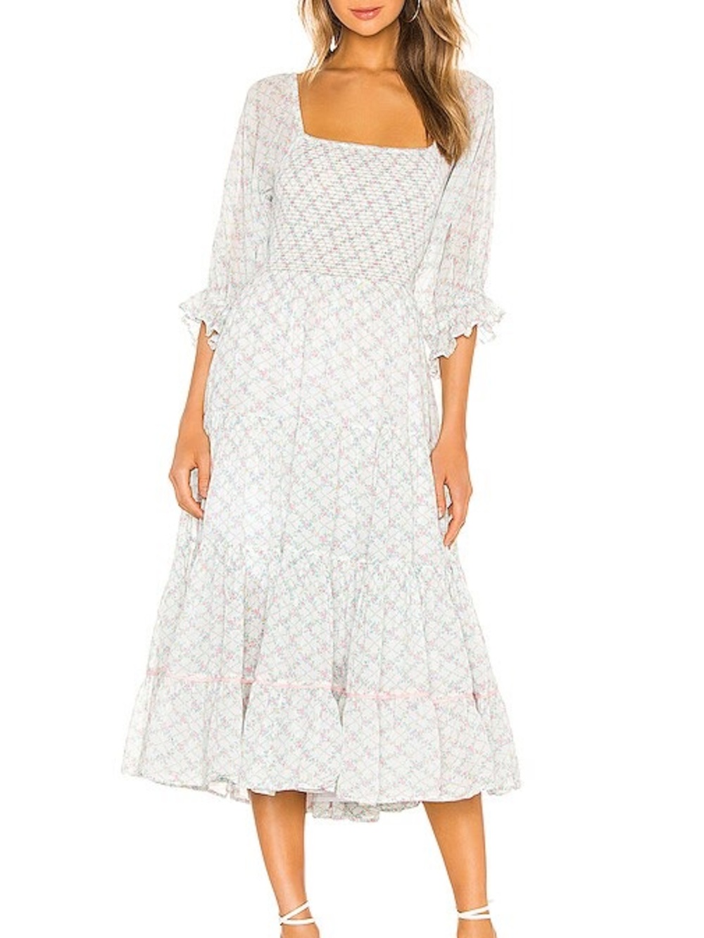 Love Shack Fancy Worn Once Floral Midi Dress